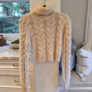 LPA Cream Cable Knit Turtleneck Sweater